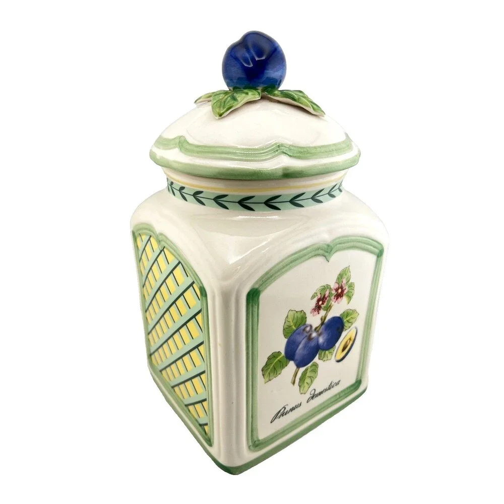 Villeroy & Boch Canister French Garden Charm Prunus Plum Cottagecore Granny EUC